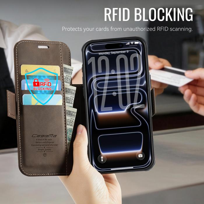 Bild 4, CASEME CASEME iPhone 17 Pro Skal RFID Plånbok Brun