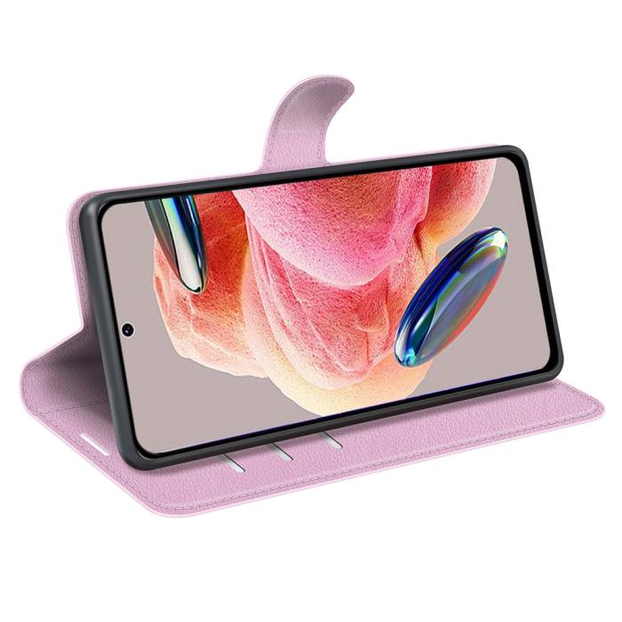 Bild 3,  Xiaomi Redmi Note 12 4G Fodral Litchi Läder Ljus Rosa