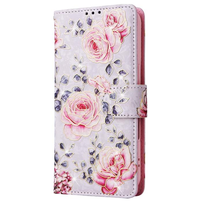 Bild 6,  iPhone 16 Fodral RFID Läder Rosa Blommor