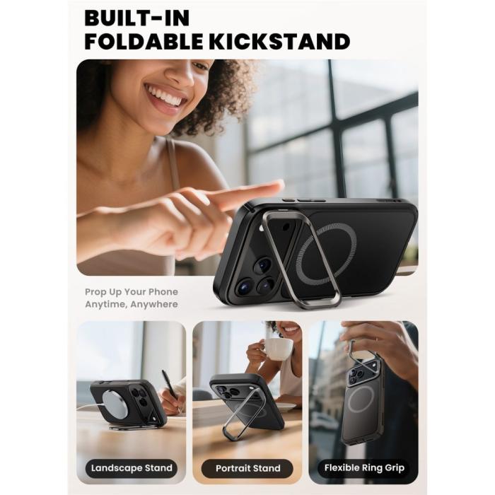 Bild 5, Supcase Supcase iPhone 17 Pro Skal MagSafe Iblsn Ares Flip Svart