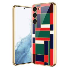 GKK GKK Galaxy S24 Plus Skal H&auml;rdat Glas Electroplate R&ouml;d/Gr&ouml;n