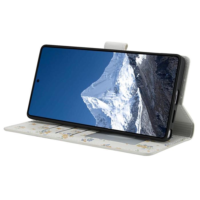Bild 4,  Samsung Galaxy S26 Ultra Fodral Rhombus Läder Blommor Vit