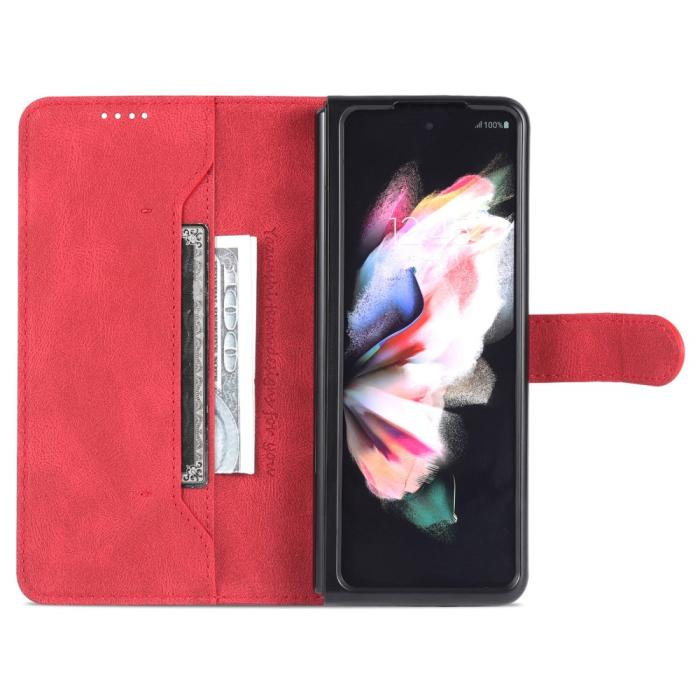 Bild 2, AZNS AZNS Galaxy Z Fold 5 Fodral Läder Röd