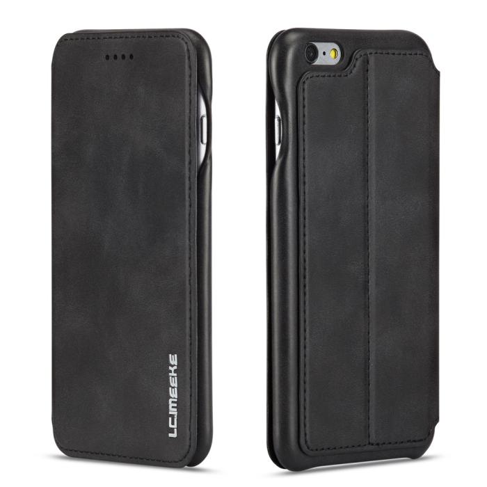 Bild 3, LC.IMEEKE iPhone 6/6S - LC.IMEEKE Retro Läder Fodral - Svart