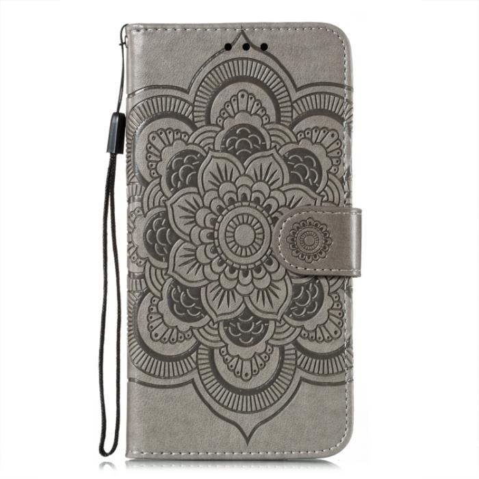 Bild 2,  Samsung Galaxy S22 Fodral Sun Mandala Läder Grå
