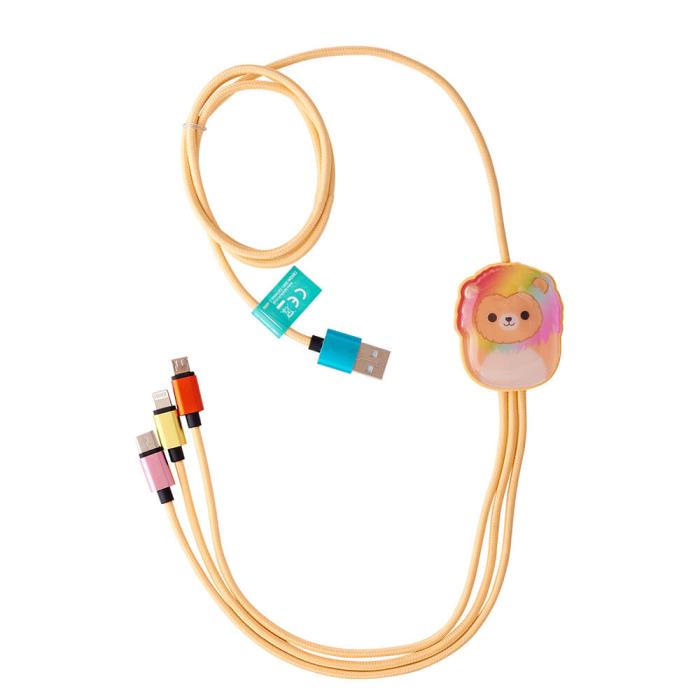Bild 2, Squishmallows Squishmallows Laddningskabel 1,2m 3in1 USB-C/Micro/Lightning Leonard
