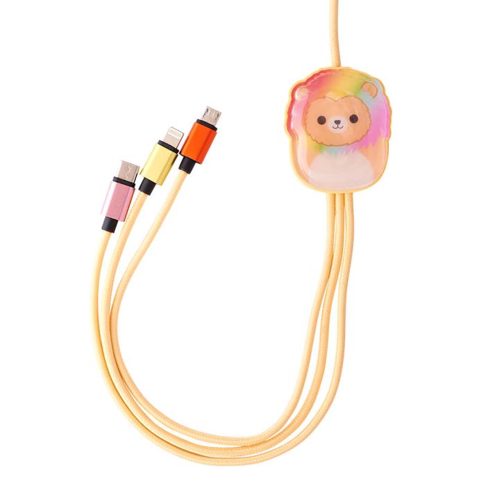 Bild 3, Squishmallows Squishmallows Laddningskabel 1,2m 3in1 USB-C/Micro/Lightning Leonard