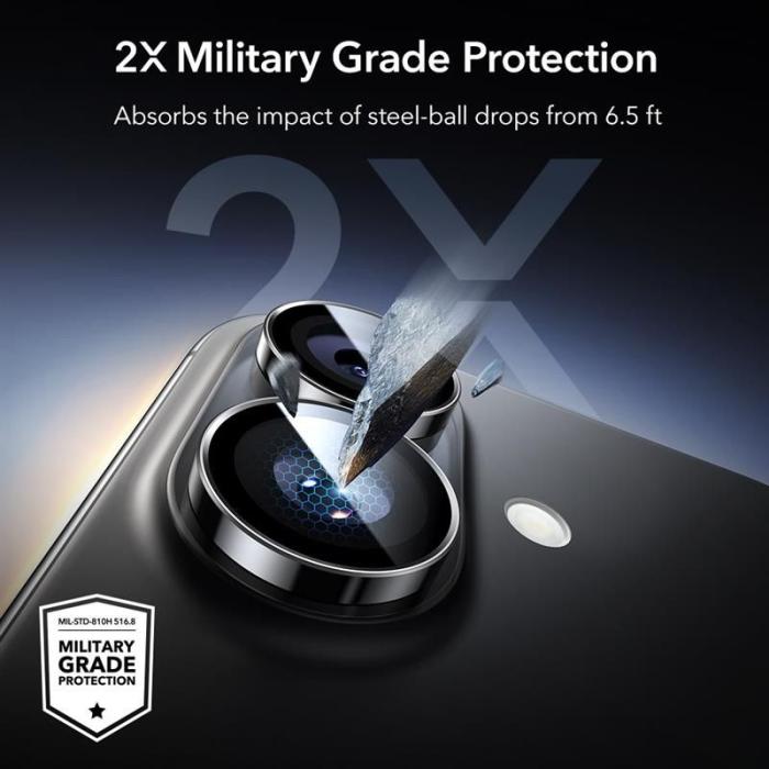 Bild 4, ESR ESR iPhone 16 / 16 Plus Linsskydd Armorite Svart