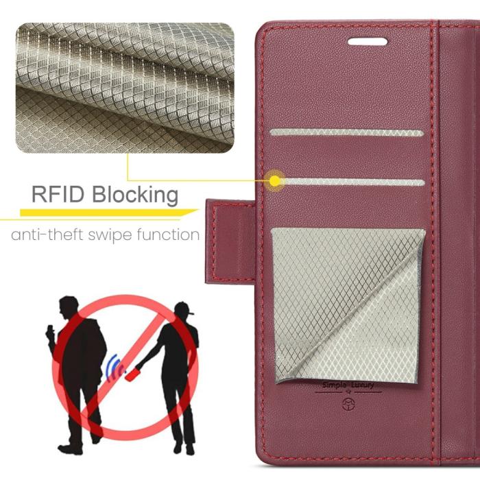 Bild 5, CASEME CASEME iPhone 16 Pro Max Fodral Läder RFID Röd