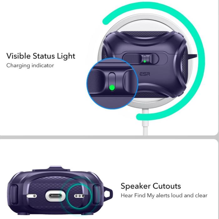 Bild 2, ESR ESR AirPods Pro 3 Skal MagSafe Cyber FlickLock HaloLock Lila