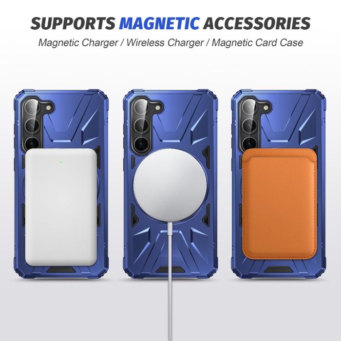 Bild 3,  Samsung Galaxy S25/S24 Skal MagSafe Kickstand Hybrid Blå