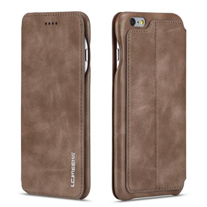 Bild 3, LC.IMEEKE iPhone 6/6S - LC.IMEEKE Retro Läder Fodral - Brun