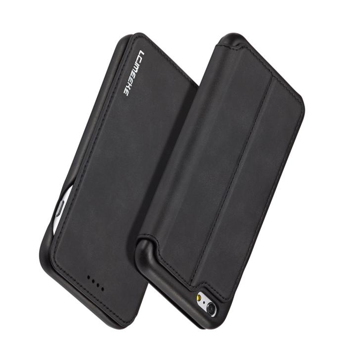 Bild 2, LC.IMEEKE iPhone 6/6S Plus - LC.IMEEKE Retro Läder Fodral - Svart