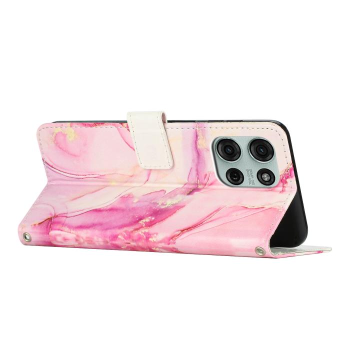Bild 2,  Motorola Moto G86 Power / G86 5G Fodral Läder Marmor Rosa