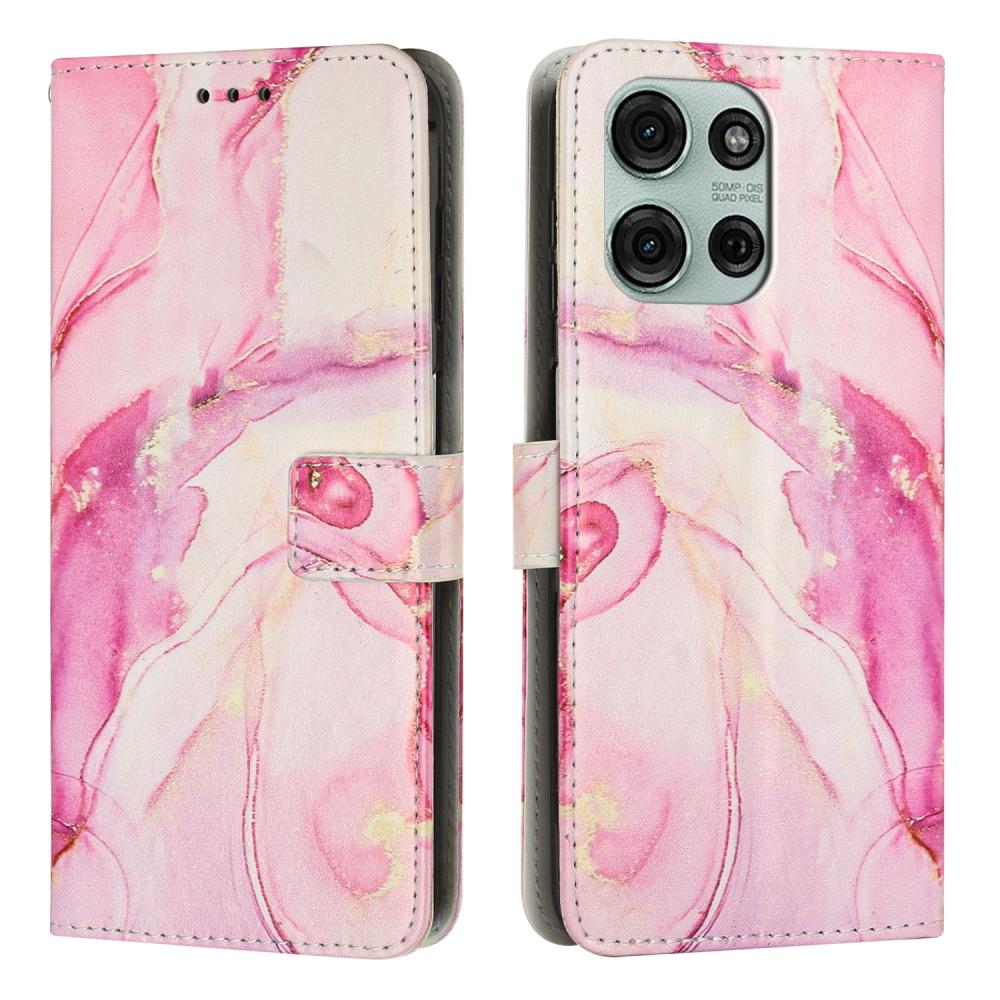  Motorola Moto G86 Power / G86 5G Fodral Läder Marmor Rosa