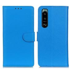  Sony Xperia 5 III Fodral Litchi Textur Bl&aring;
