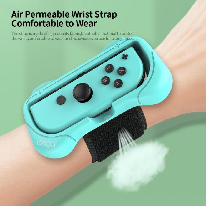 Bild 4, iPega iPega 2-PACK Armband Med Fäste För Joy-Con Grön/Blå