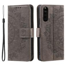  Sony Xperia 10 VI Mandala L&auml;der Fodral Gr&aring;