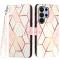  Samsung Galaxy S26 Ultra Fodral Läder Marmor Rosa / Vit