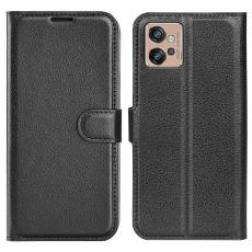  Motorola Moto G32 Fodral Litchi L&auml;der Svart