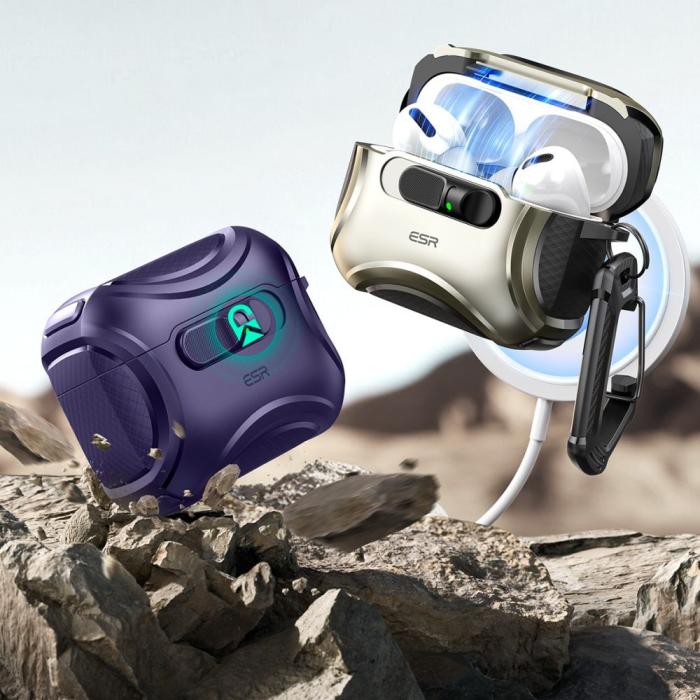 Bild 4, ESR ESR AirPods Pro 3 Skal MagSafe Cyber FlickLock HaloLock Lila