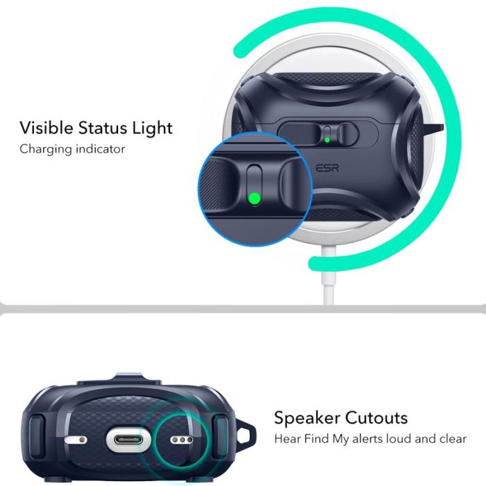 Bild 2, ESR ESR AirPods Pro 3 Skal MagSafe Cyber FlickLock HaloLock Blå