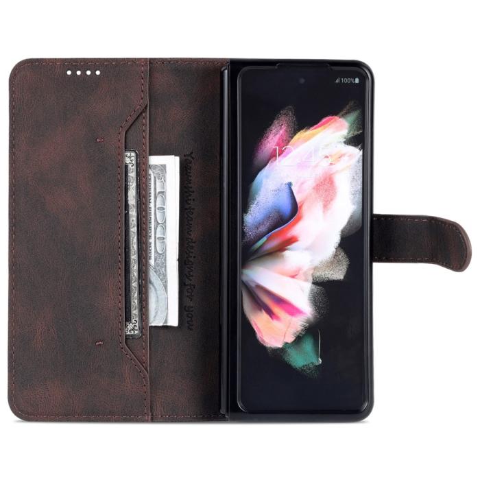 Bild 2, AZNS AZNS Galaxy Z Fold 5 Fodral Läder Brun