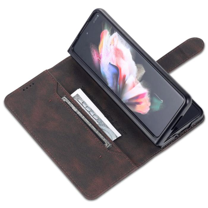 Bild 5, AZNS AZNS Galaxy Z Fold 5 Fodral Läder Brun