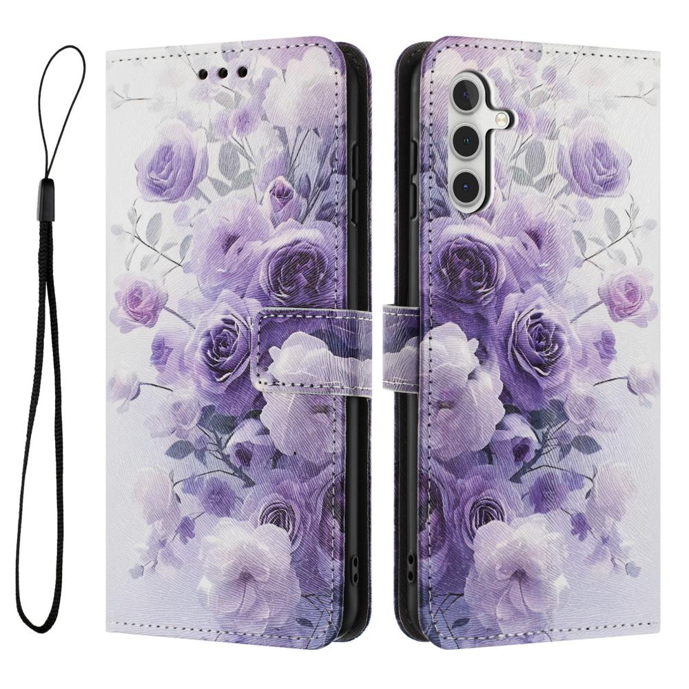  Samsung Galaxy A57 5G Fodral Med Tryck Lila Rosor