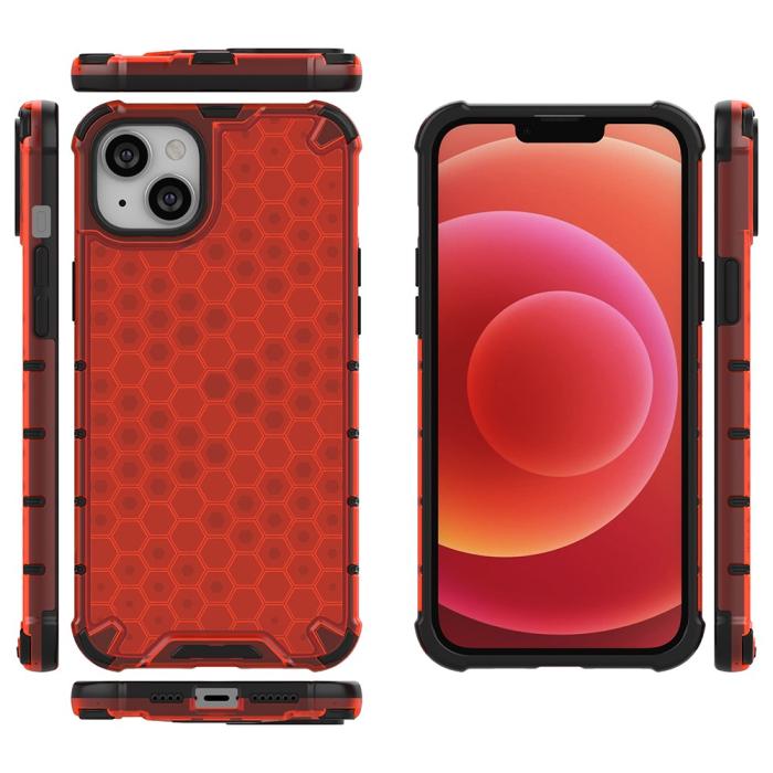 Bild 6,  iPhone 15 Skal Honeycomb Shockproof Röd