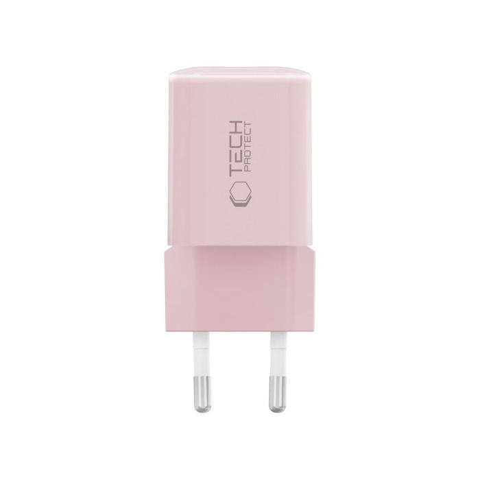 Bild 3, Tech-Protect Tech-Protect 33W Väggladdare PD QC USB-C / USB-A Baby Pink