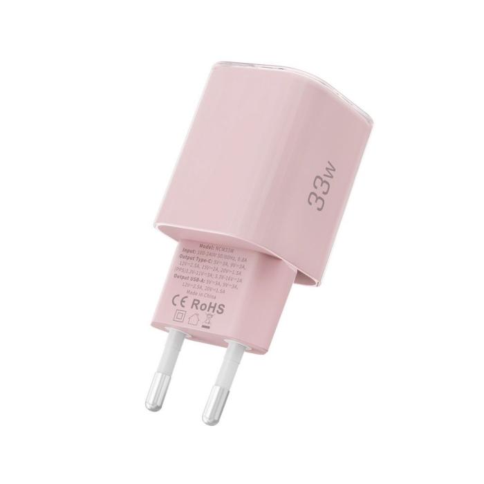 Bild 4, Tech-Protect Tech-Protect 33W Väggladdare PD QC USB-C / USB-A Baby Pink