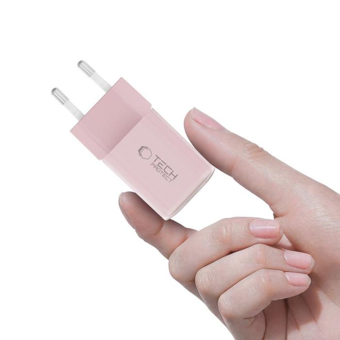 Bild 5, Tech-Protect Tech-Protect 33W Väggladdare PD QC USB-C / USB-A Baby Pink
