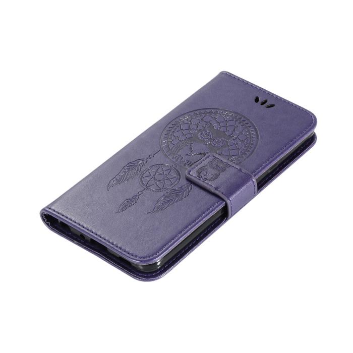 Bild 5,  Xiaomi Redmi 9C Fodral Owl Dream Catcher Lila