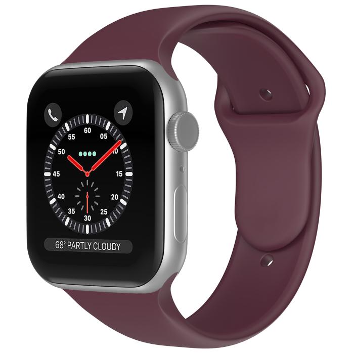 Bild 2, ColorPop Apple Watch 42/44/45/46/49 mm Silikon Armband (M/L) Vinröd