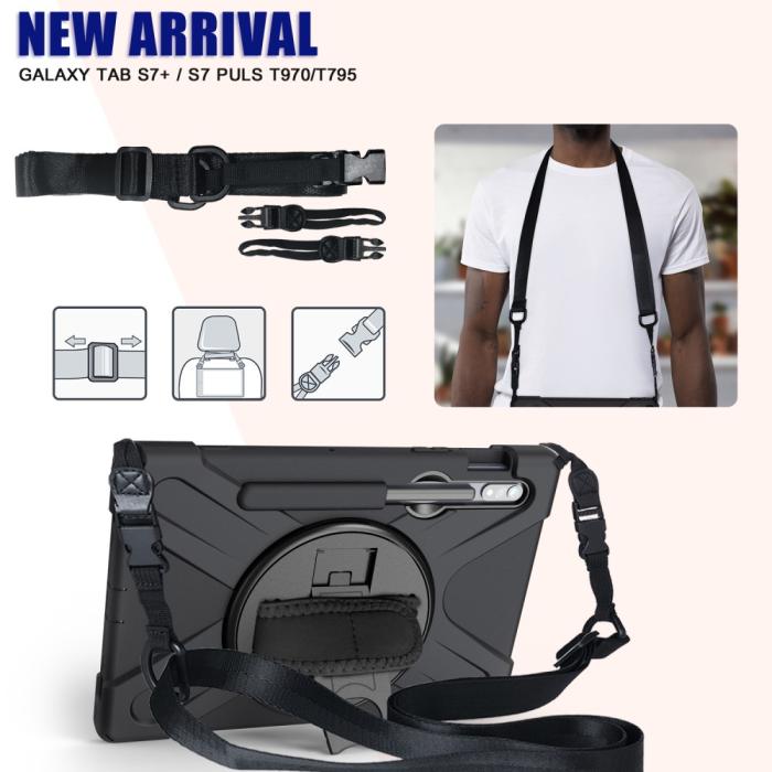 Bild 3,  Galaxy Tab S8 / Tab S7 Skal 360° Hybrid Kickstand Med Strap
