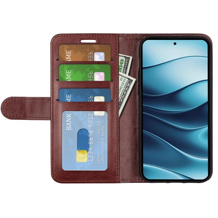Bild 2,  Xiaomi Redmi Note 14 4G Fodral Crazy Horse Läder Brun