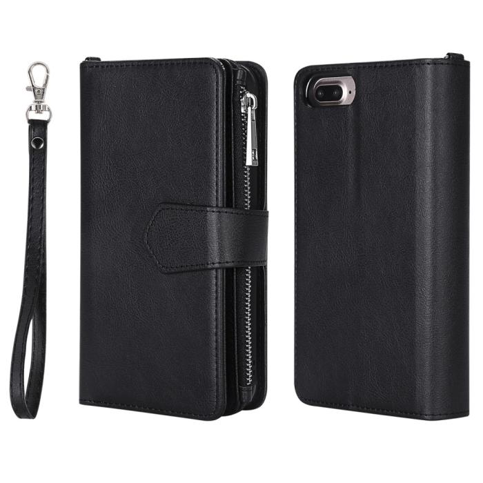 Bild 2,  iPhone 6/6S/7/8 Plus - 2in1 Magnet Skal / Plånboksfodral - Svart