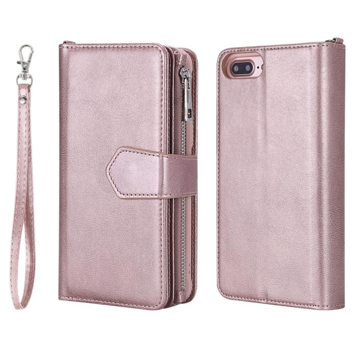 Bild 2,  iPhone 6/6S/7/8 Plus - 2in1 Magnet Skal / Plånboksfodral - Roséguld