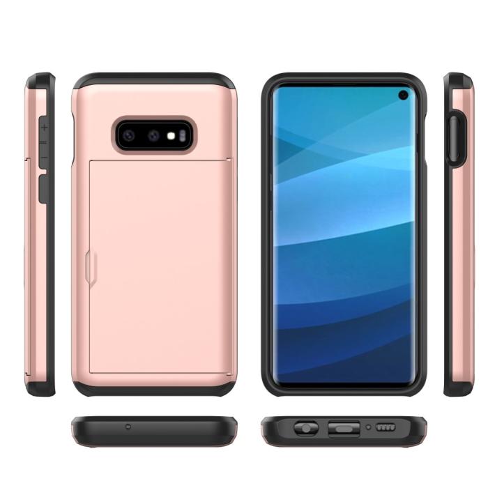 Bild 2,  Samsung Galaxy S10e - Hybrid Skal Med Kortfunktion - Roséguld