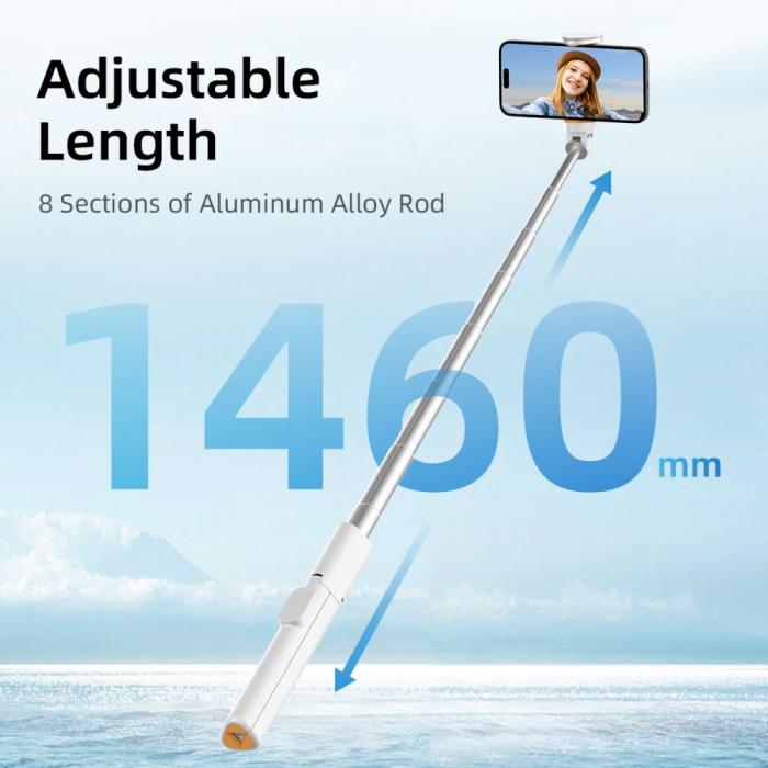 Bild 6, Tech-Protect Tech-Protect 146 cm Bluetooth Selfiestick Tripod Vit