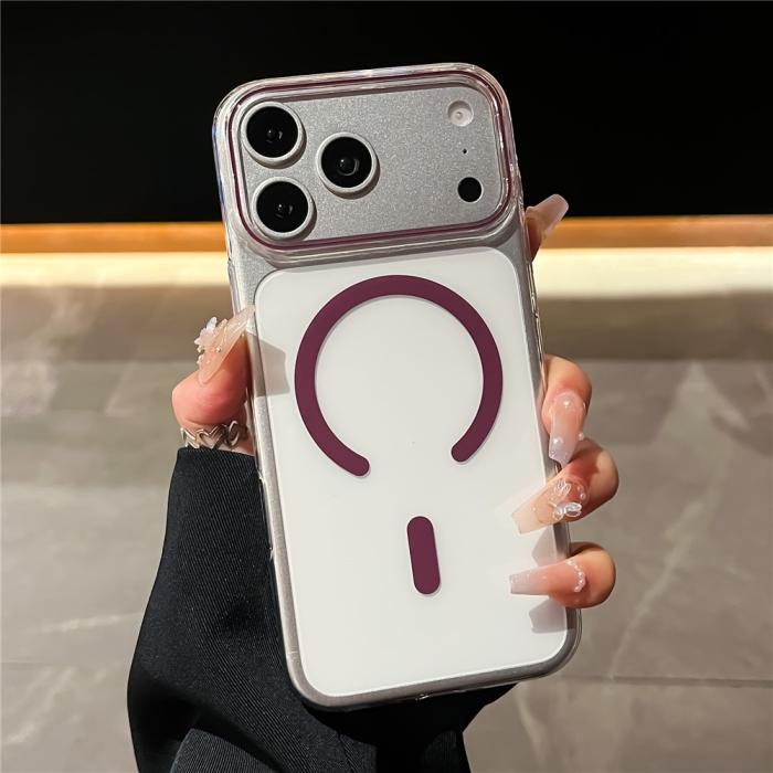 Bild 2,  iPhone 18 Pro / 17 Pro Skal MagSafe Transparent/Vinröd