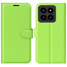  Xiaomi 14 Fodral Litchi L&auml;der Gr&ouml;n