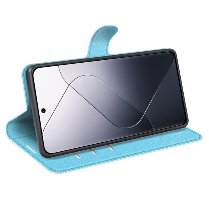 Bild 3,  Xiaomi 14 Fodral Litchi Läder Ljus Blå