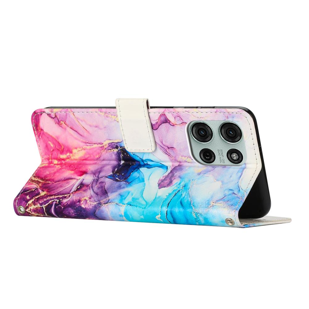  Motorola Moto G86 Power/G86 5G Fodral Läder Marmor Rosa/Lila