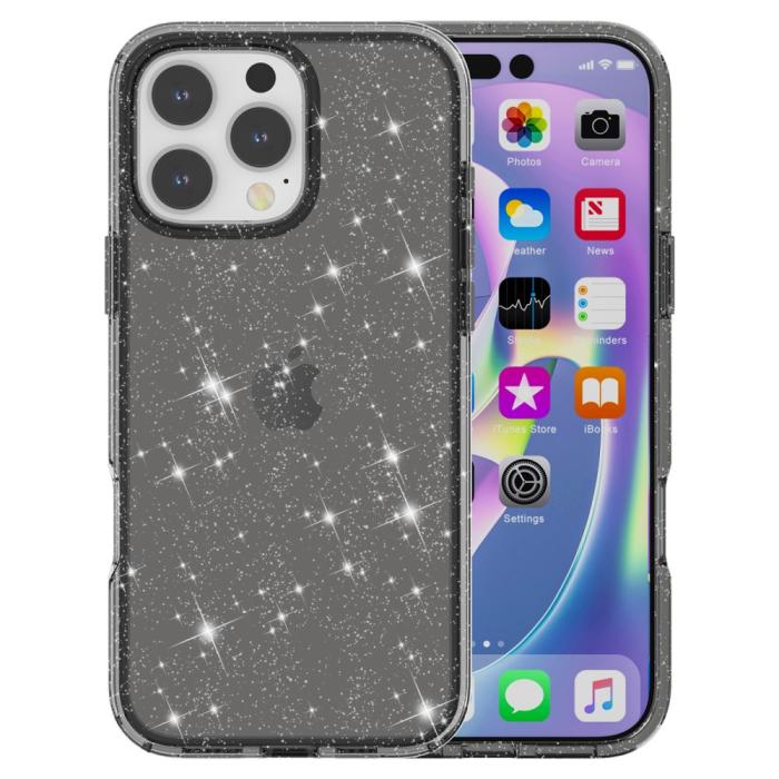 Bild 2,  iPhone 16 Pro Skal Glitter Svart