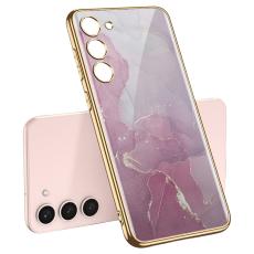 GKK GKK Galaxy S24 Plus Skal H&auml;rdat Glas Electroplate Marmor Lila