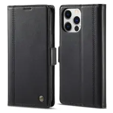 LC.IMEEKE LC.IMEEKE iPhone 16 Pro Fodral L&auml;der Svart