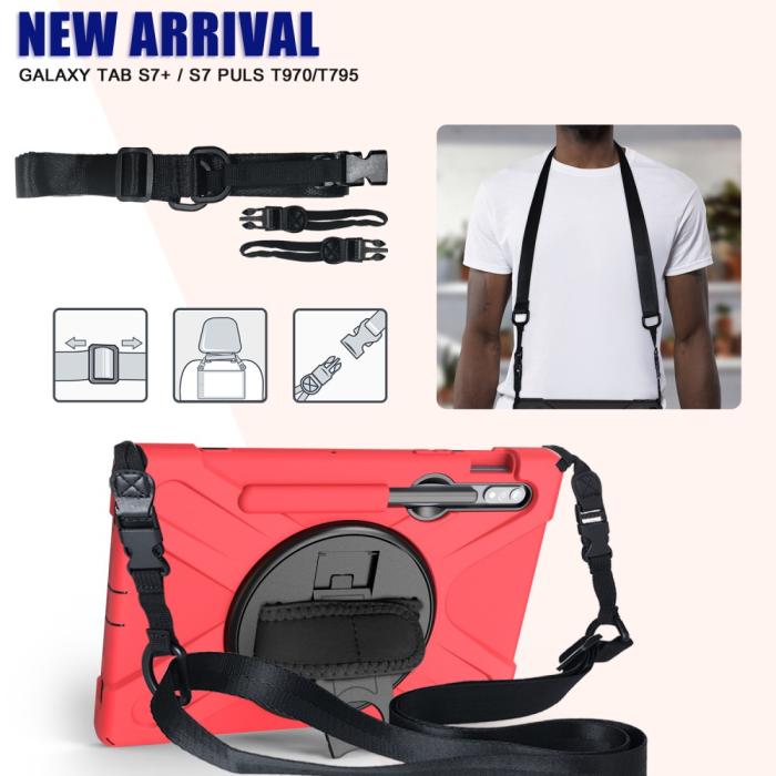 Bild 3,  Galaxy Tab S8 / Tab S7 Skal 360° Hybrid Kickstand Med Strap
