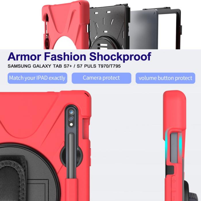 Bild 4,  Galaxy Tab S8 / Tab S7 Skal 360° Hybrid Kickstand Med Strap